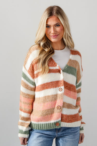 cute Striped Oversized Sweater Cardigan