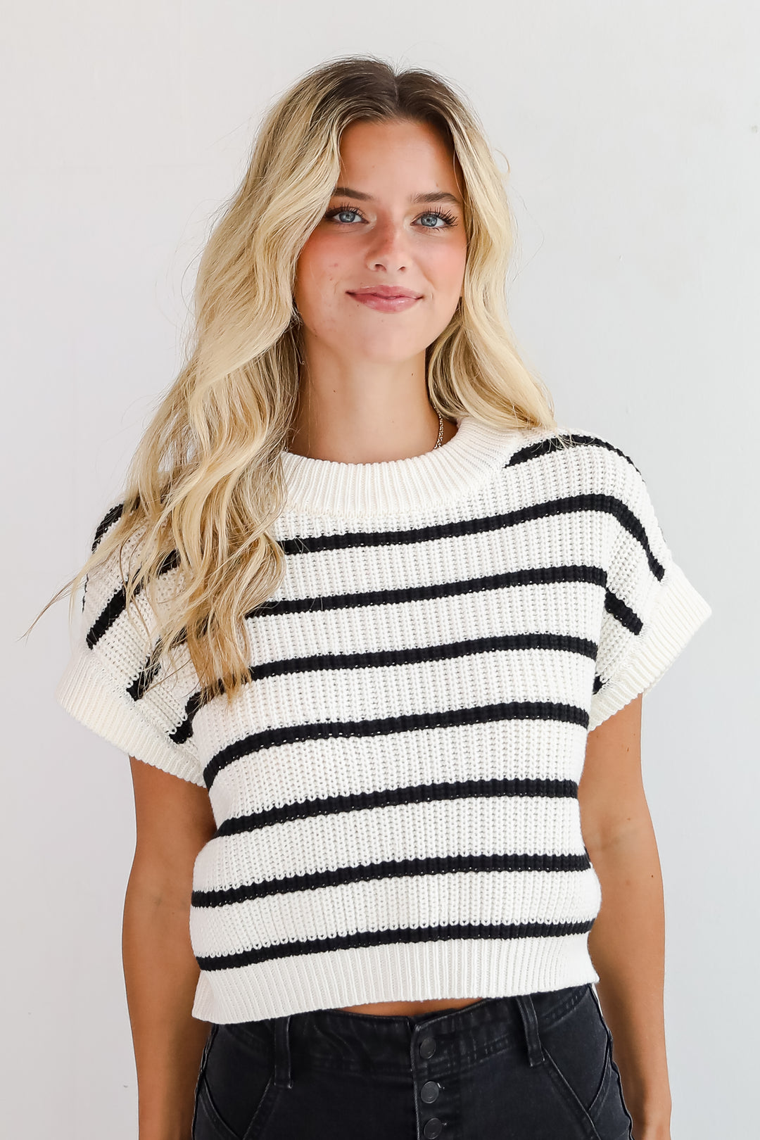 Covetable Simplicity Cream Striped Sweater Top