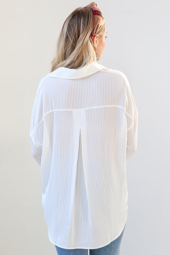 satin Striped Button-Up Blouse back view