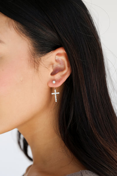 trendy cross earrings