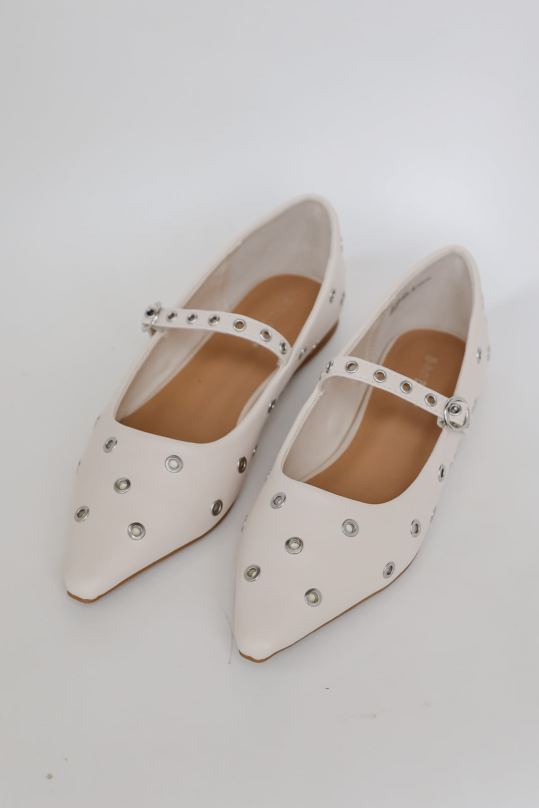 Stay On Point Ivory Studded Flats