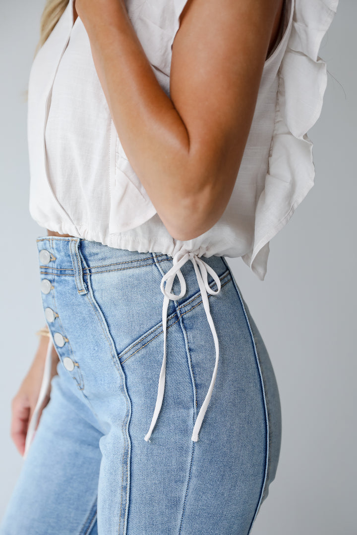 Radiating Elegance Ivory Surplice Blouse