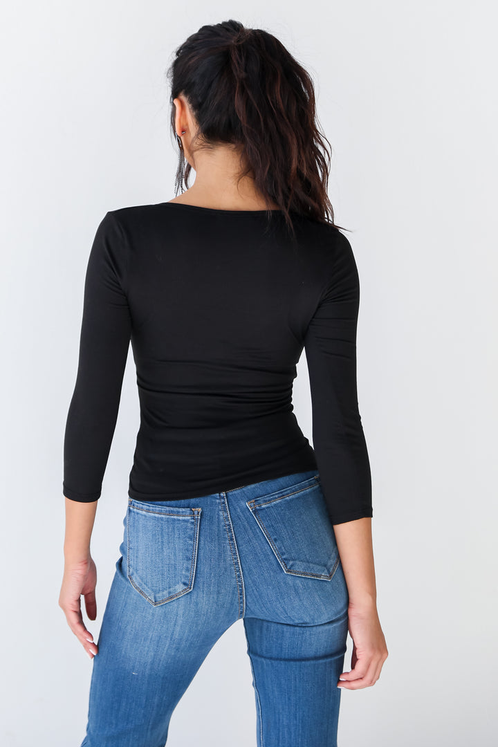 basic black Surplice Top back view