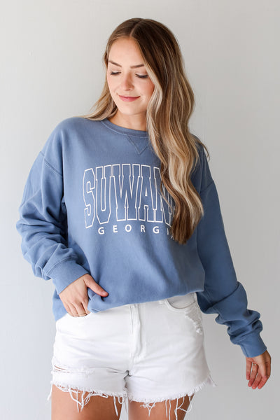 Light Blue Suwanee Georgia Pullover. Georgia Sweatshirt, Comfy Oversized Sweatshirt 