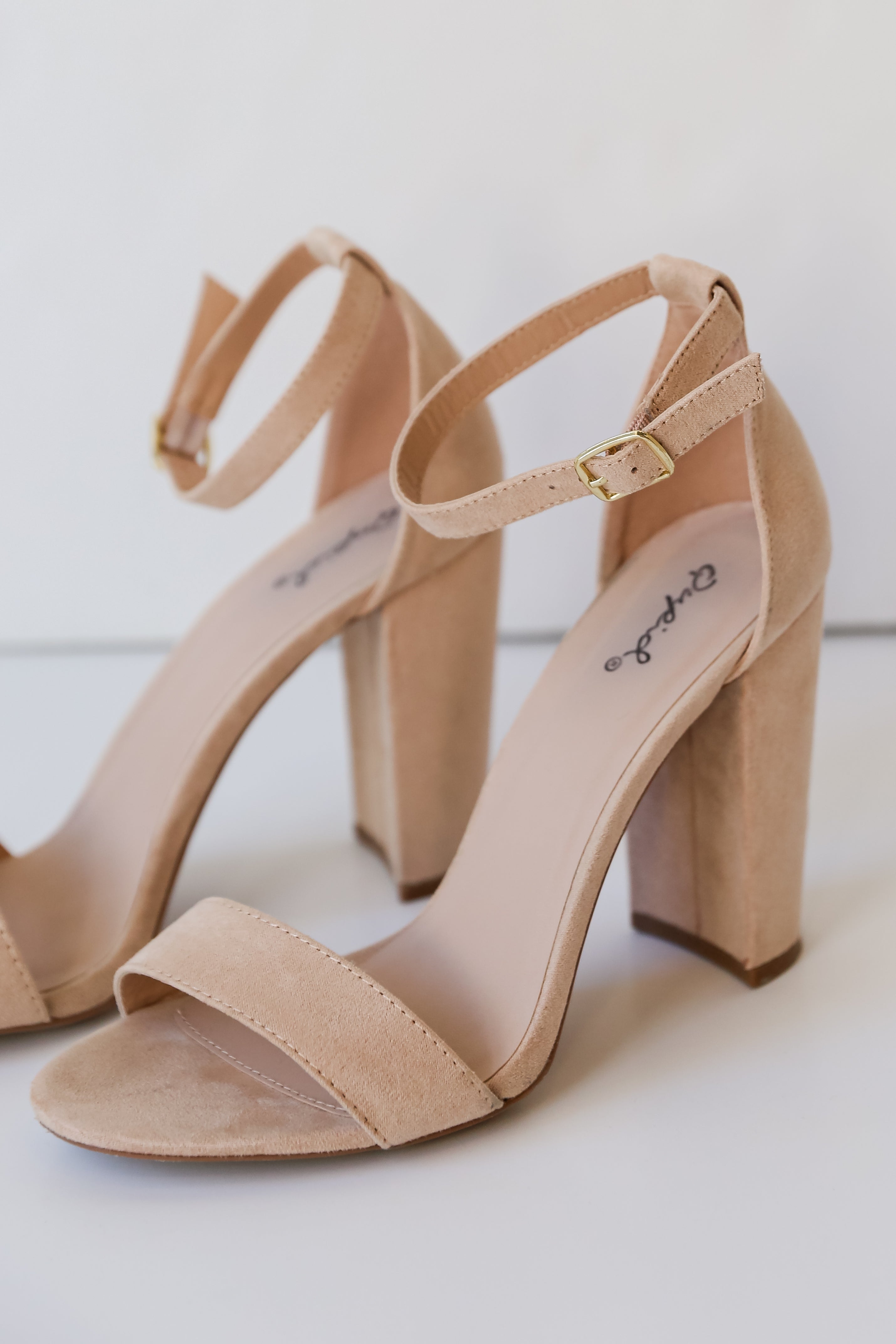 cute Nude Ankle Strap Heels