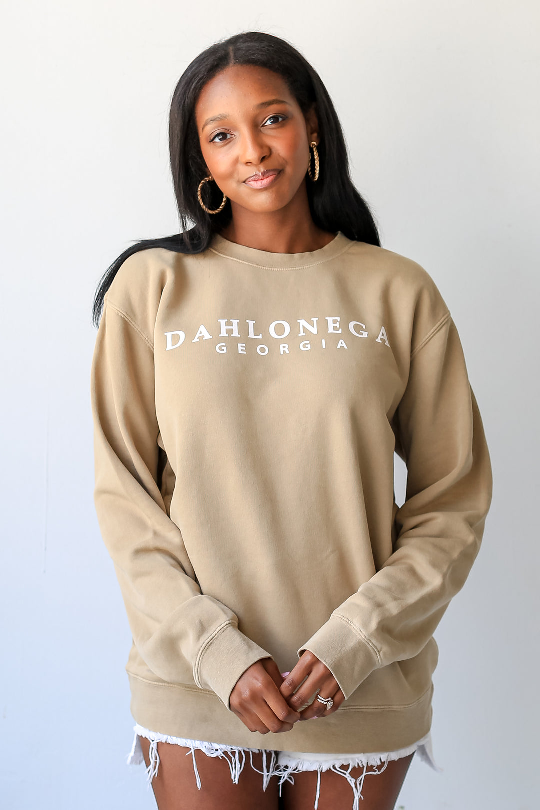 Tan Dahlonega Georgia Pullover. Comfy Sweatshirt Womens. Graphic Sweatshirt