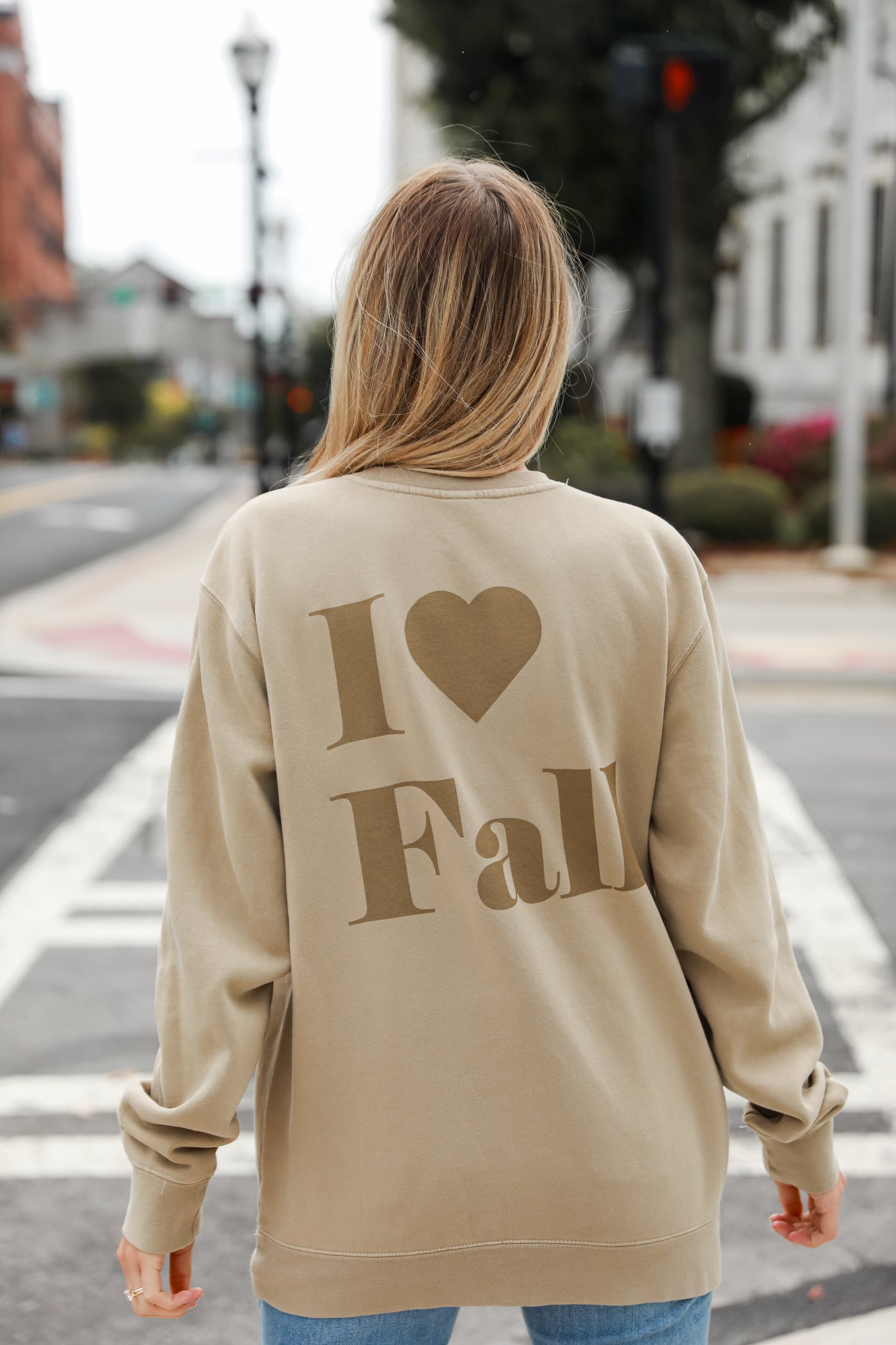 Tan I Love Fall Sweatshirt for Fall 