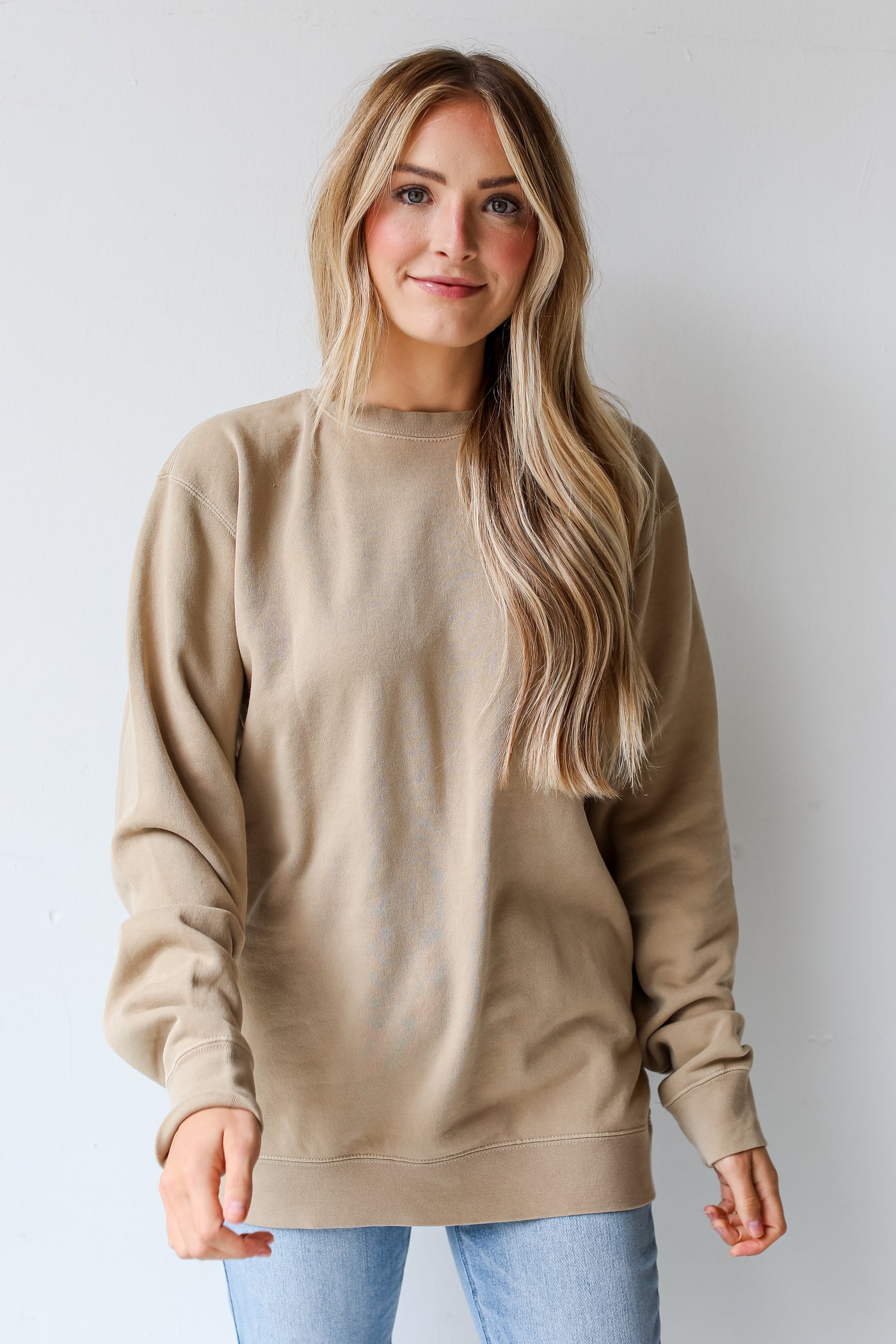 Tan I Love Fall Pullover front view