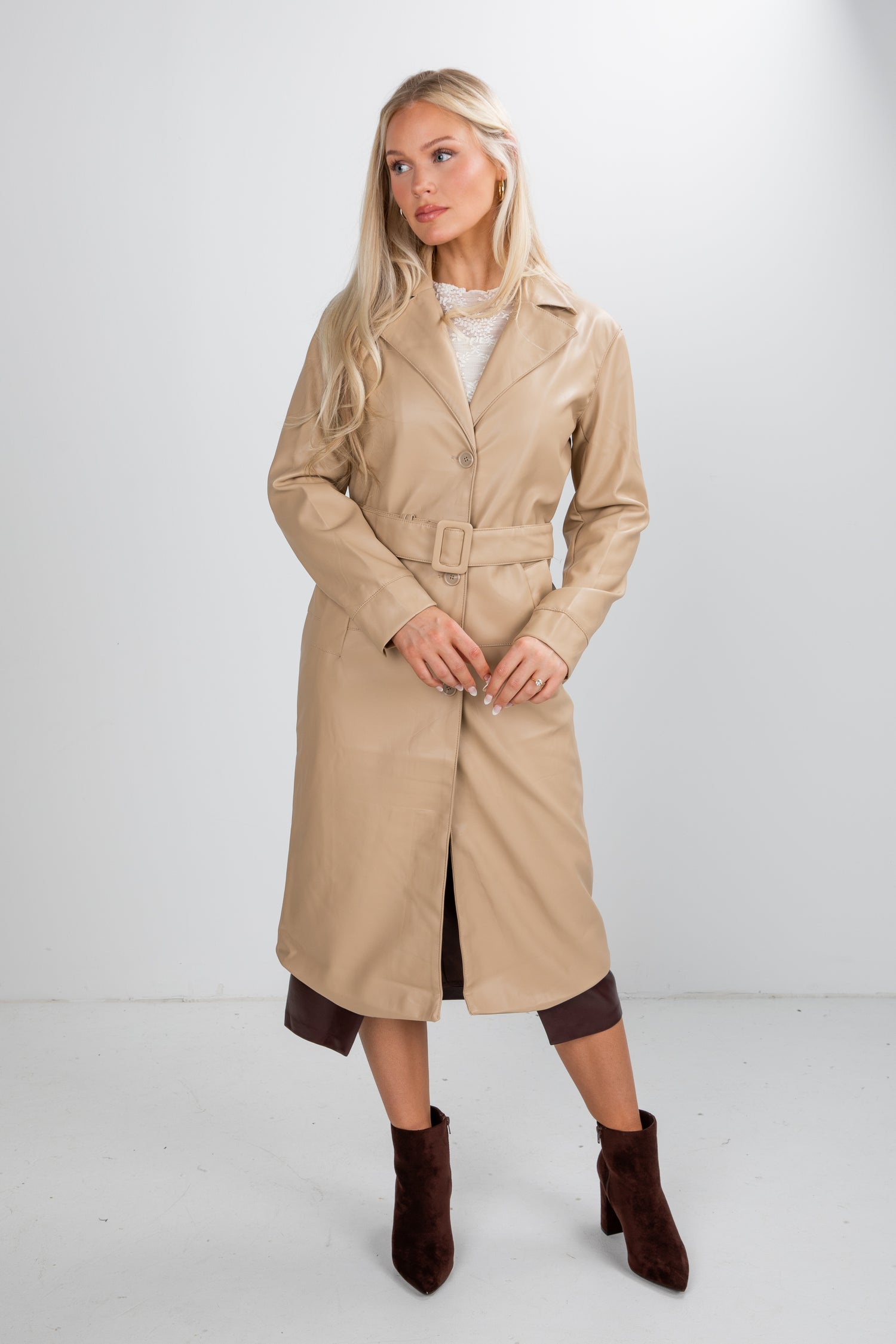 taupe trench coat