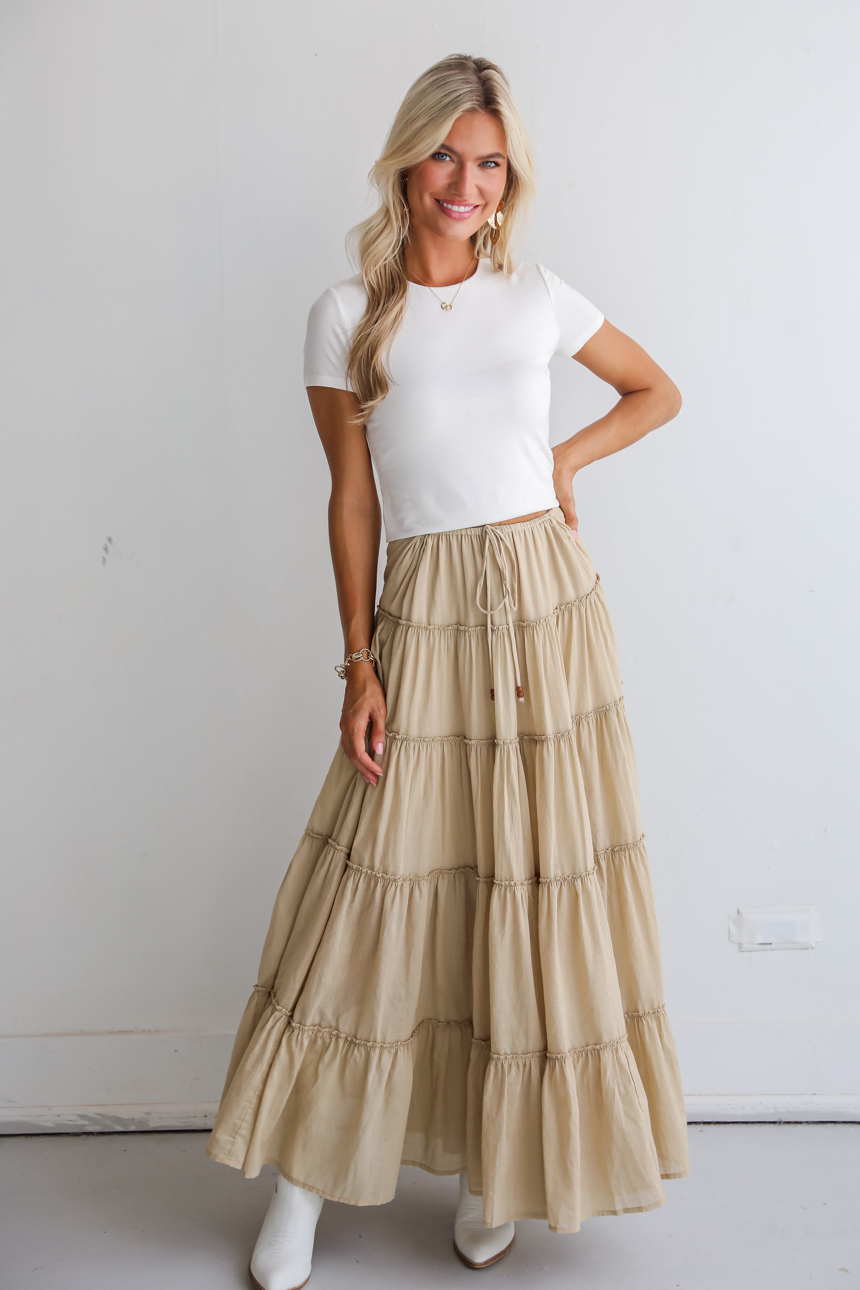 Adorable Lifestyle Tiered Maxi Skirt