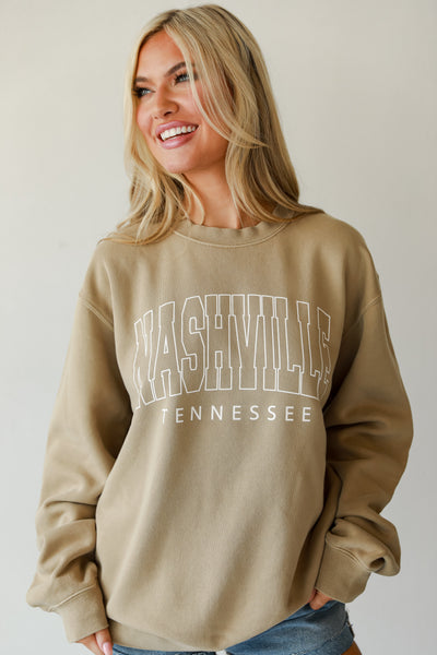 Tan Nashville Tennessee Pullover. Nashville Tennessee Sweatshirt. Graphic Sweatshirt. Oversized Comfy Sweatshirt.