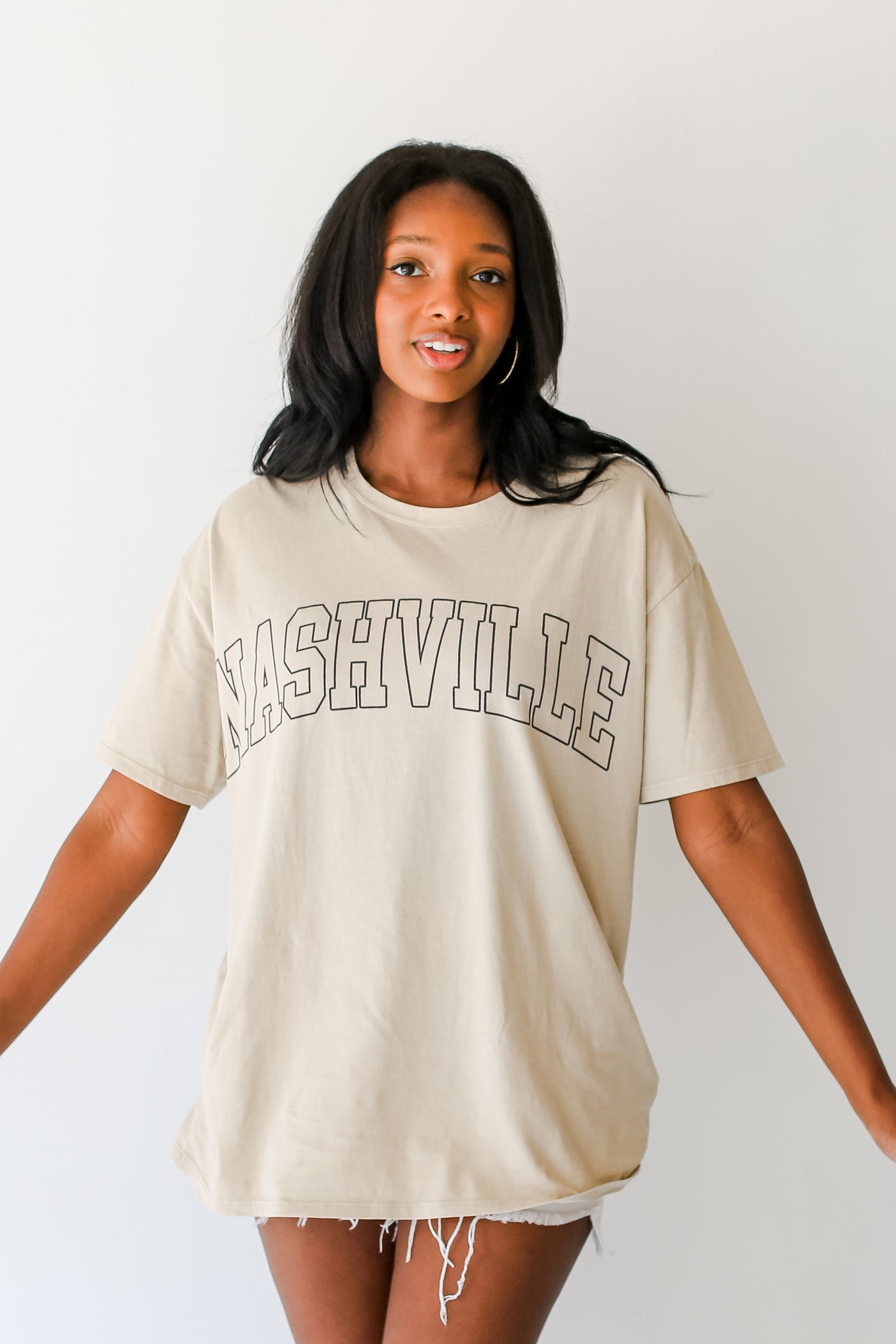 tan Nashville Graphic Tee front view