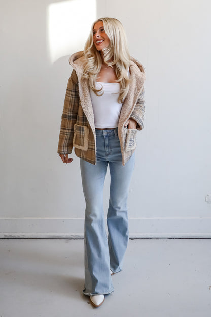 Perfected Comfort Reversible Sherpa Plaid Jacket