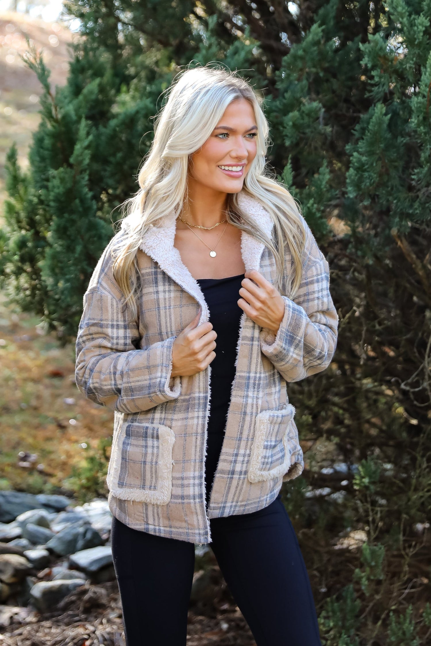 Perfected Comfort Reversible Sherpa Plaid Jacket