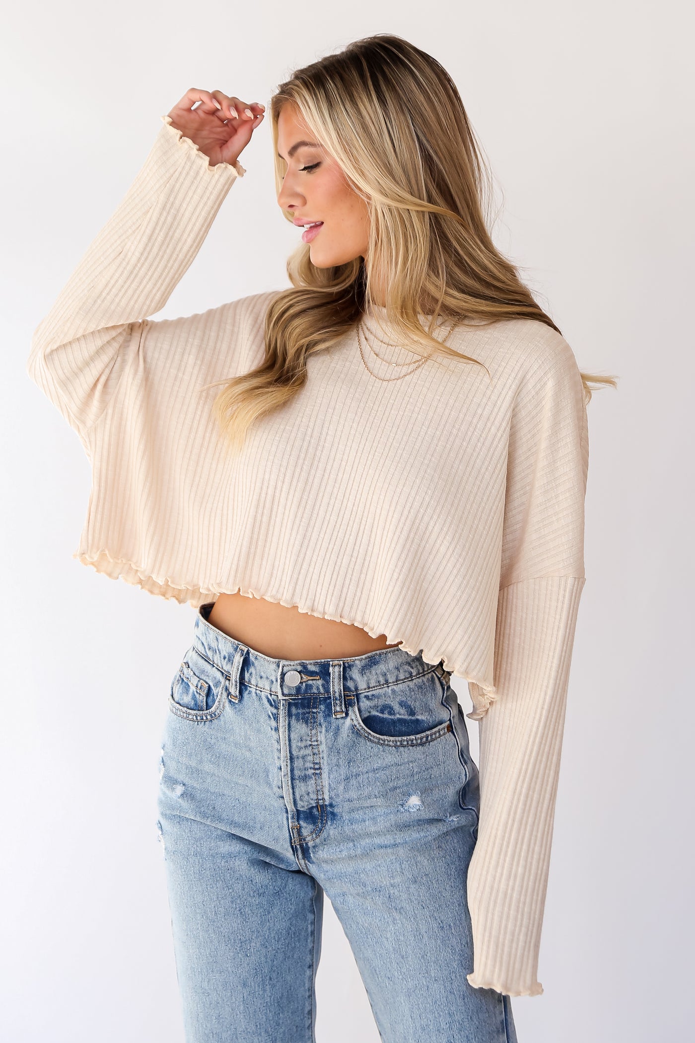 Ivory Ribbed Knit Top