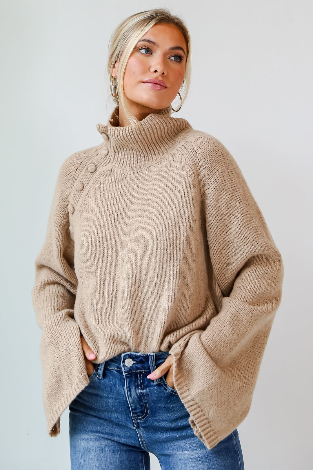 Mocha Oversized Sweater front view
