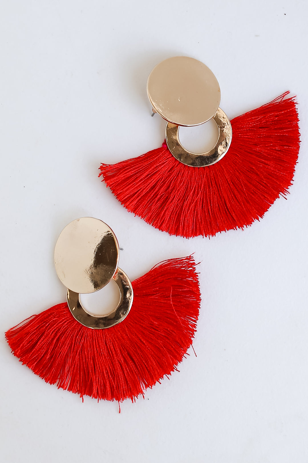 red Tassel Fan Earrings