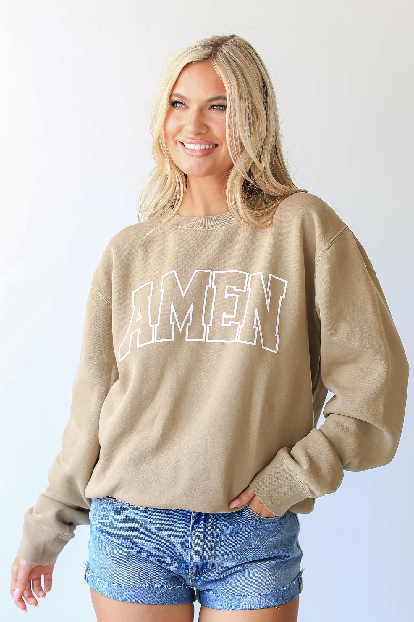 Tan Amen Pullover front view