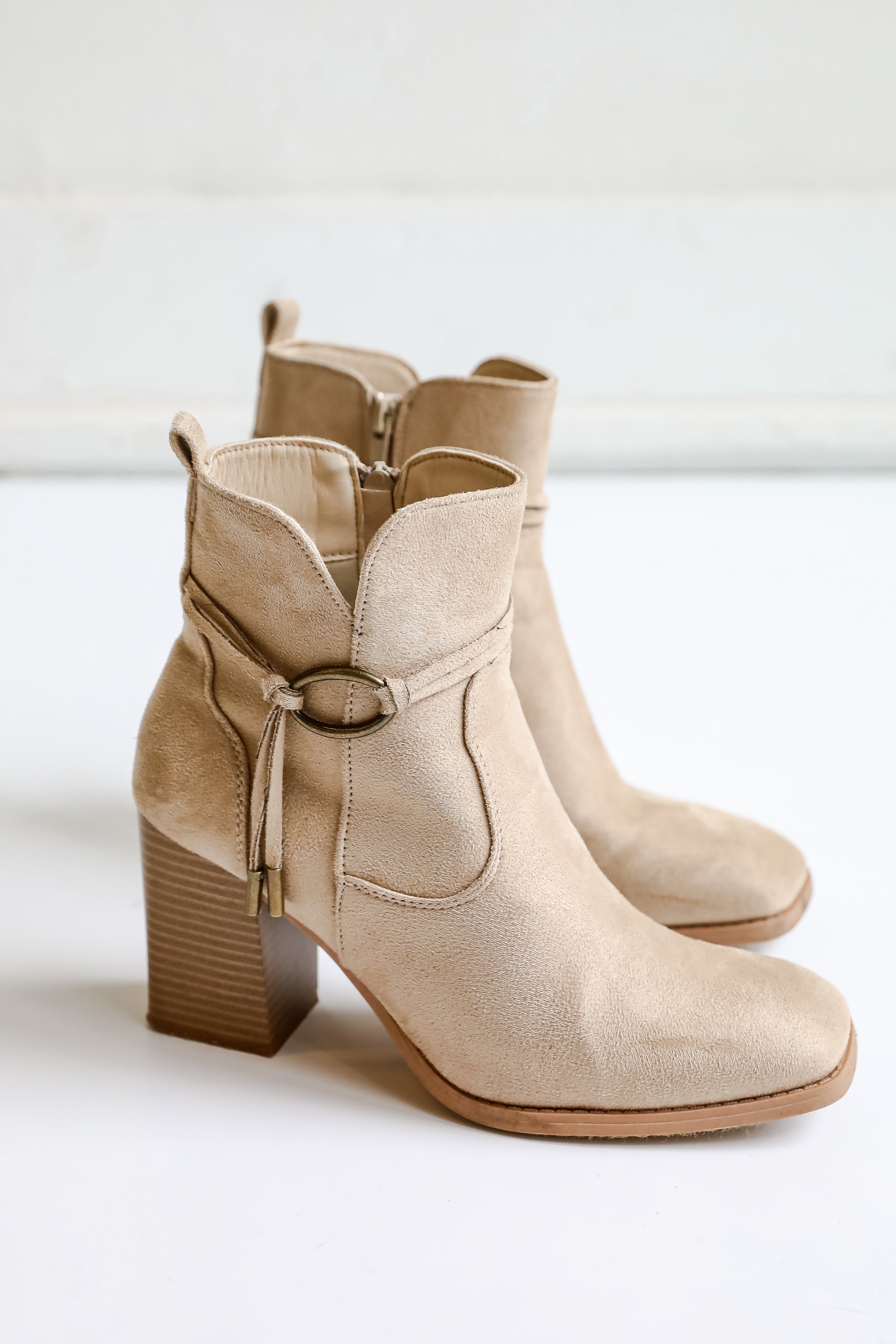 In Your Sights Tan Suede Booties