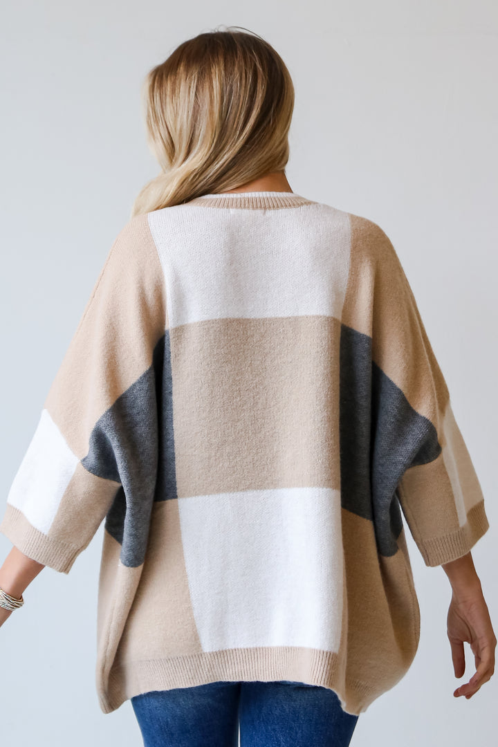 Ivory Color Block Oversized Sweater back view