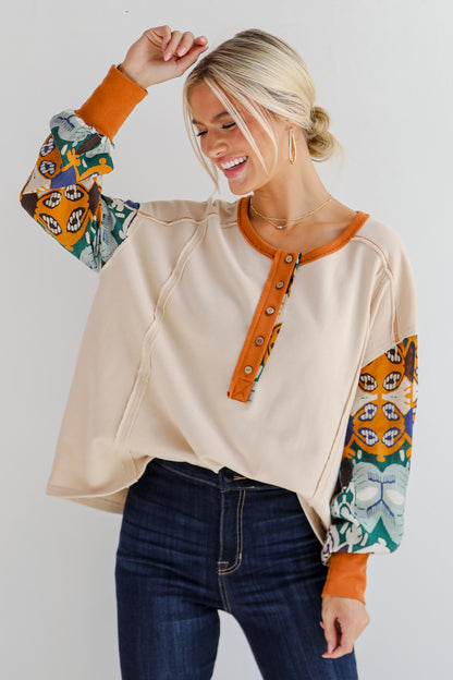 Composed Concept Taupe Contrast Top