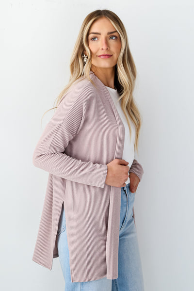 long sleeve Taupe Corded Cardigan