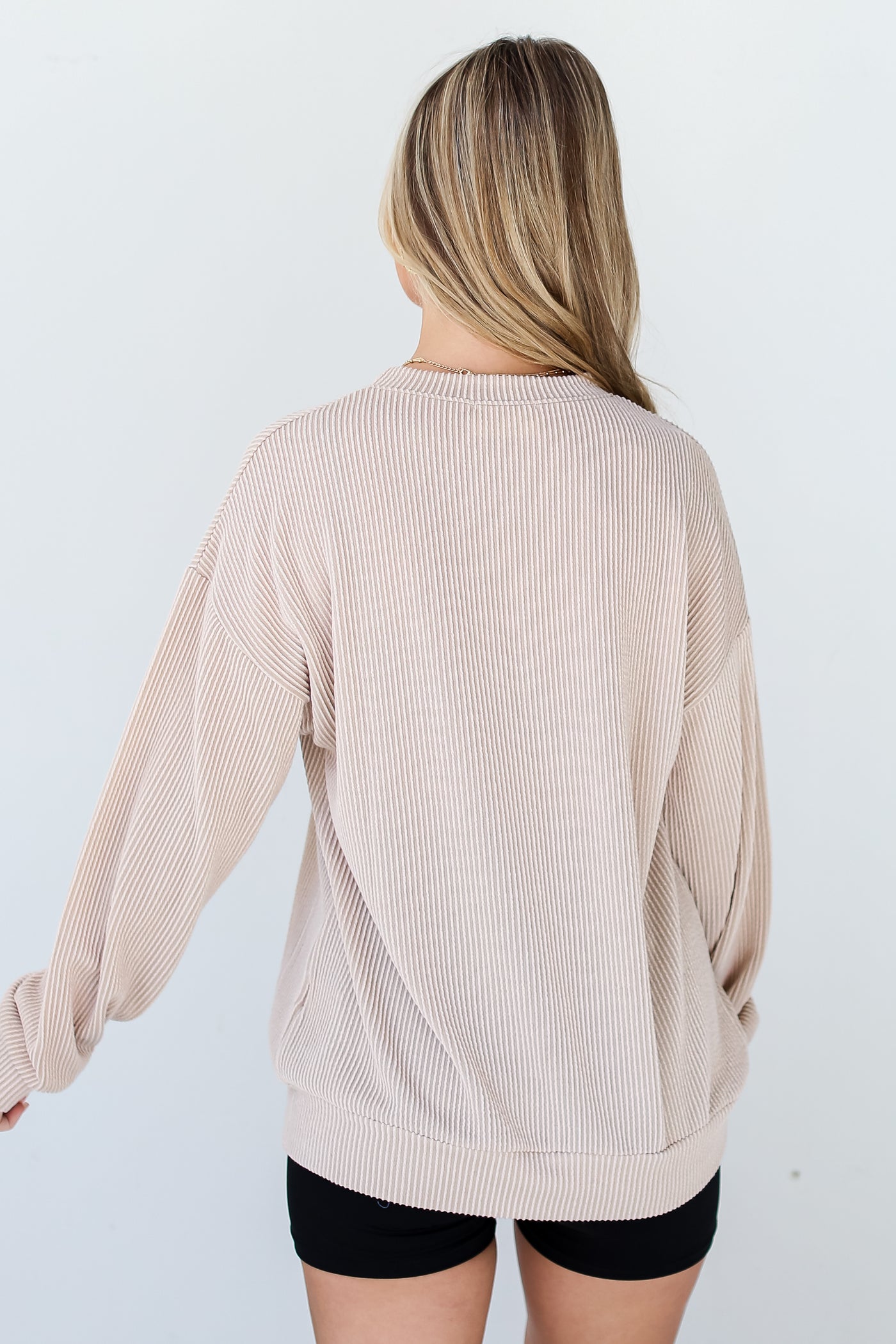 Oatmeal Corded Pullover back view