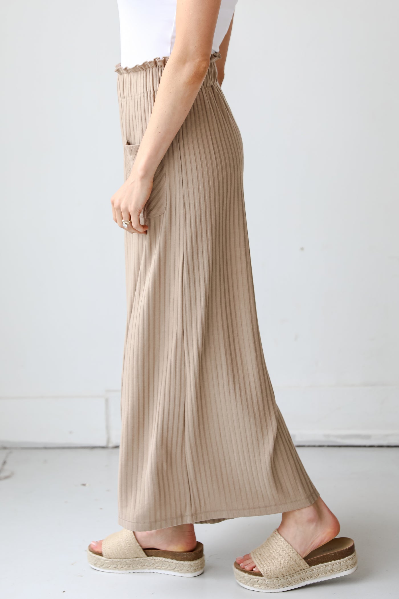 taupe Culotte Pants side view
