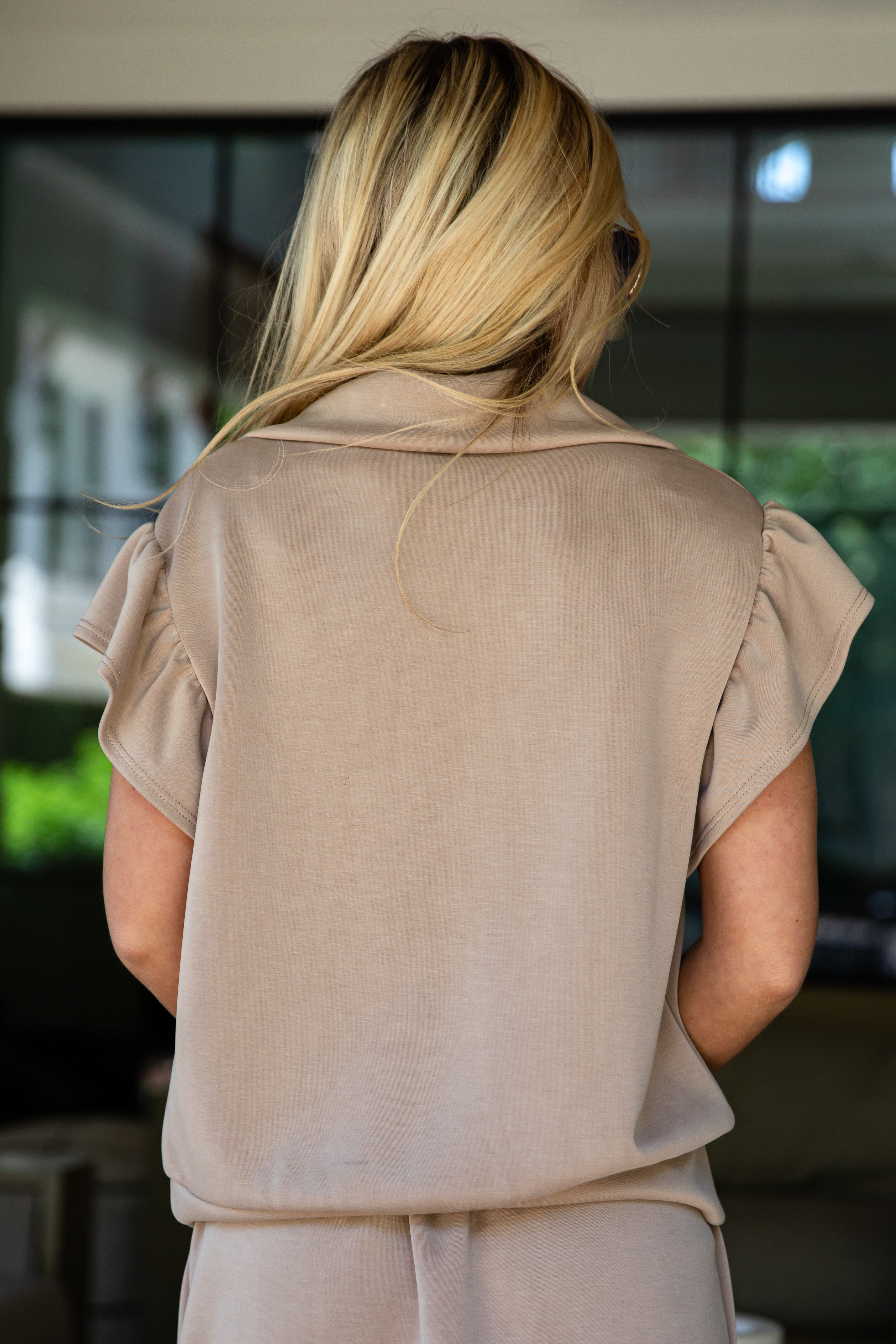 Ultra Air Soft Taupe Half Zip Top | Trendy Women's Tops
