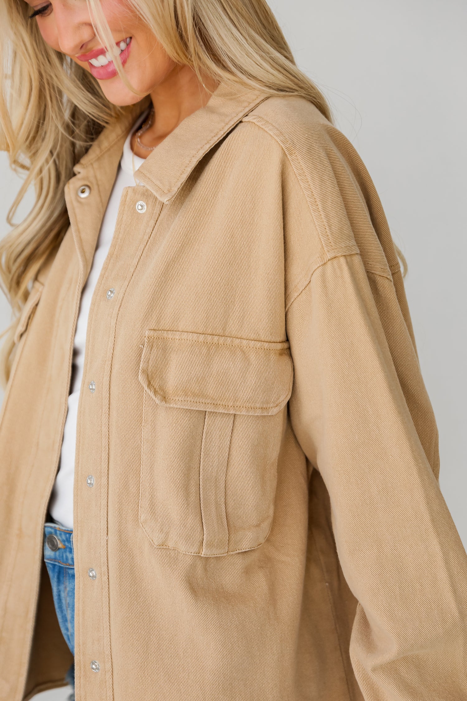 oversized Taupe Denim Jacket