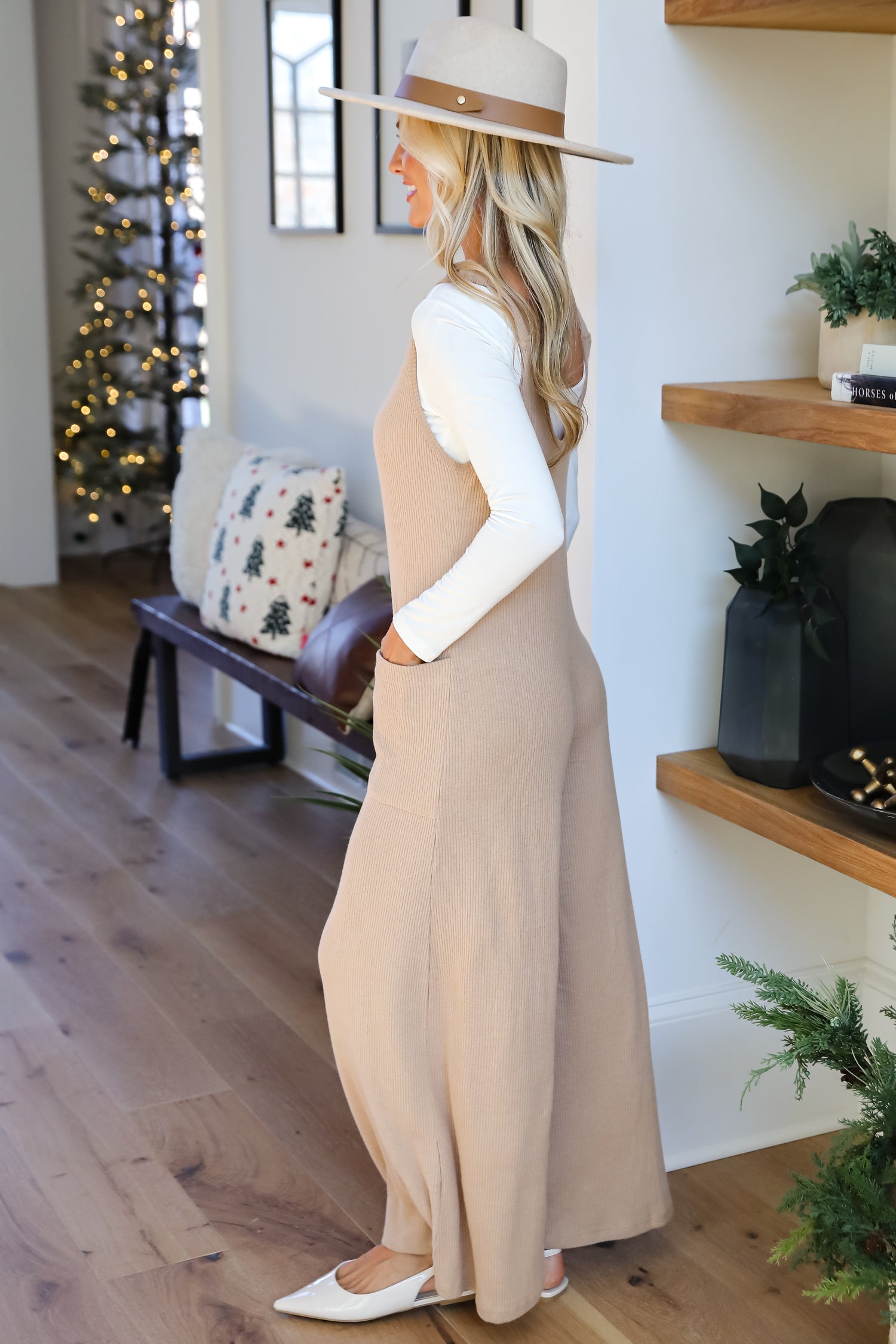 Seriously Chill Taupe Ribbed Knit Jumpsuit