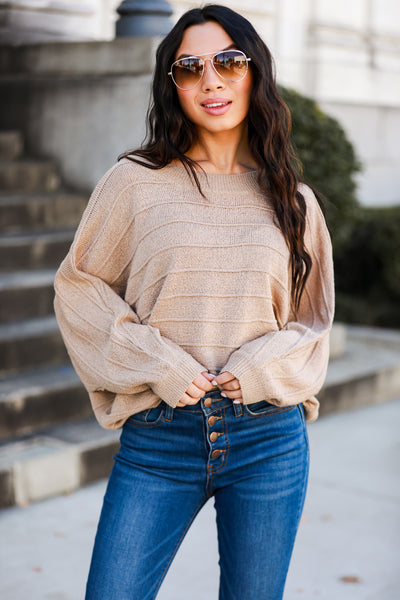 Taupe Lightweight Knit Oversized Sweater