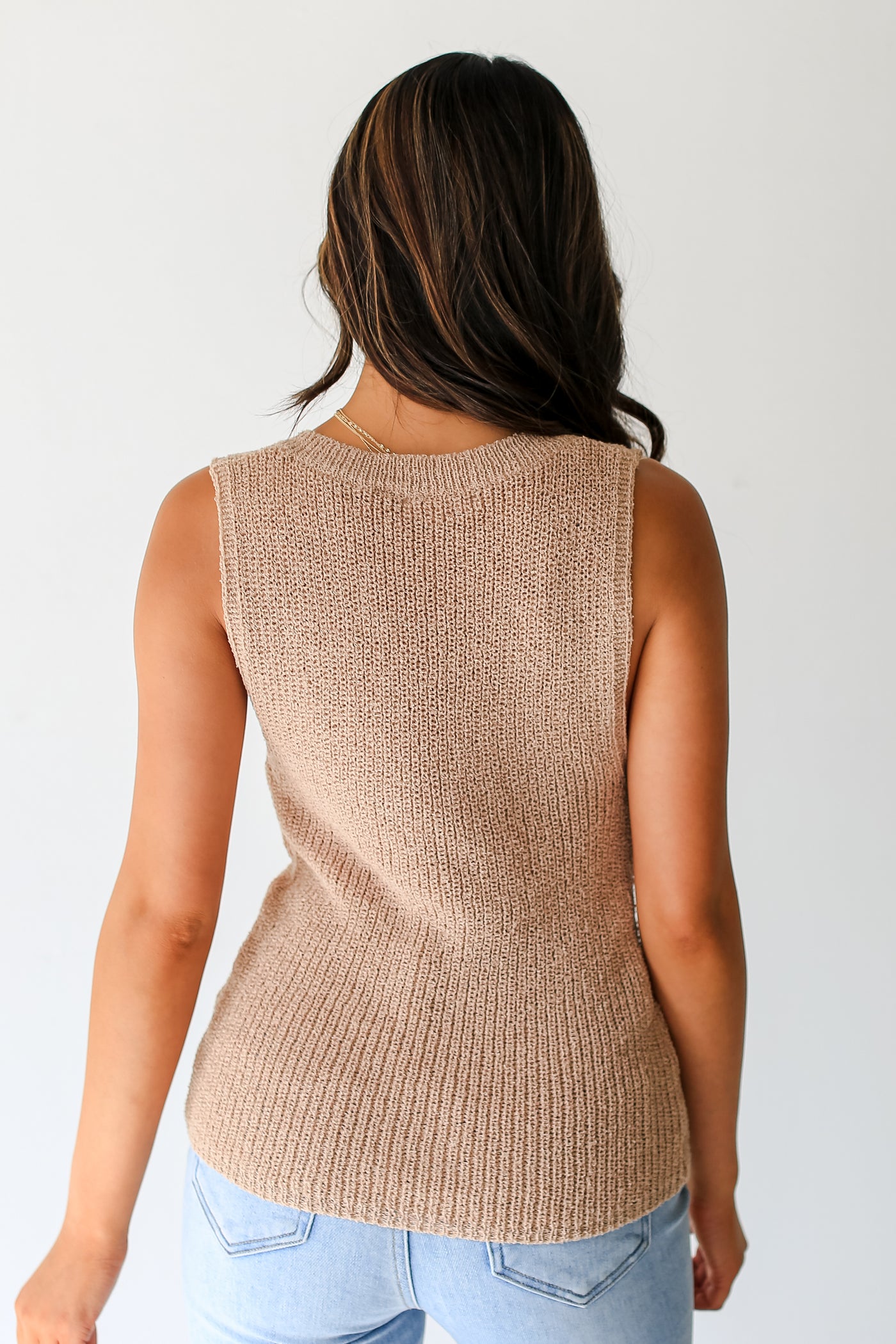 taupe Knit Tank front view