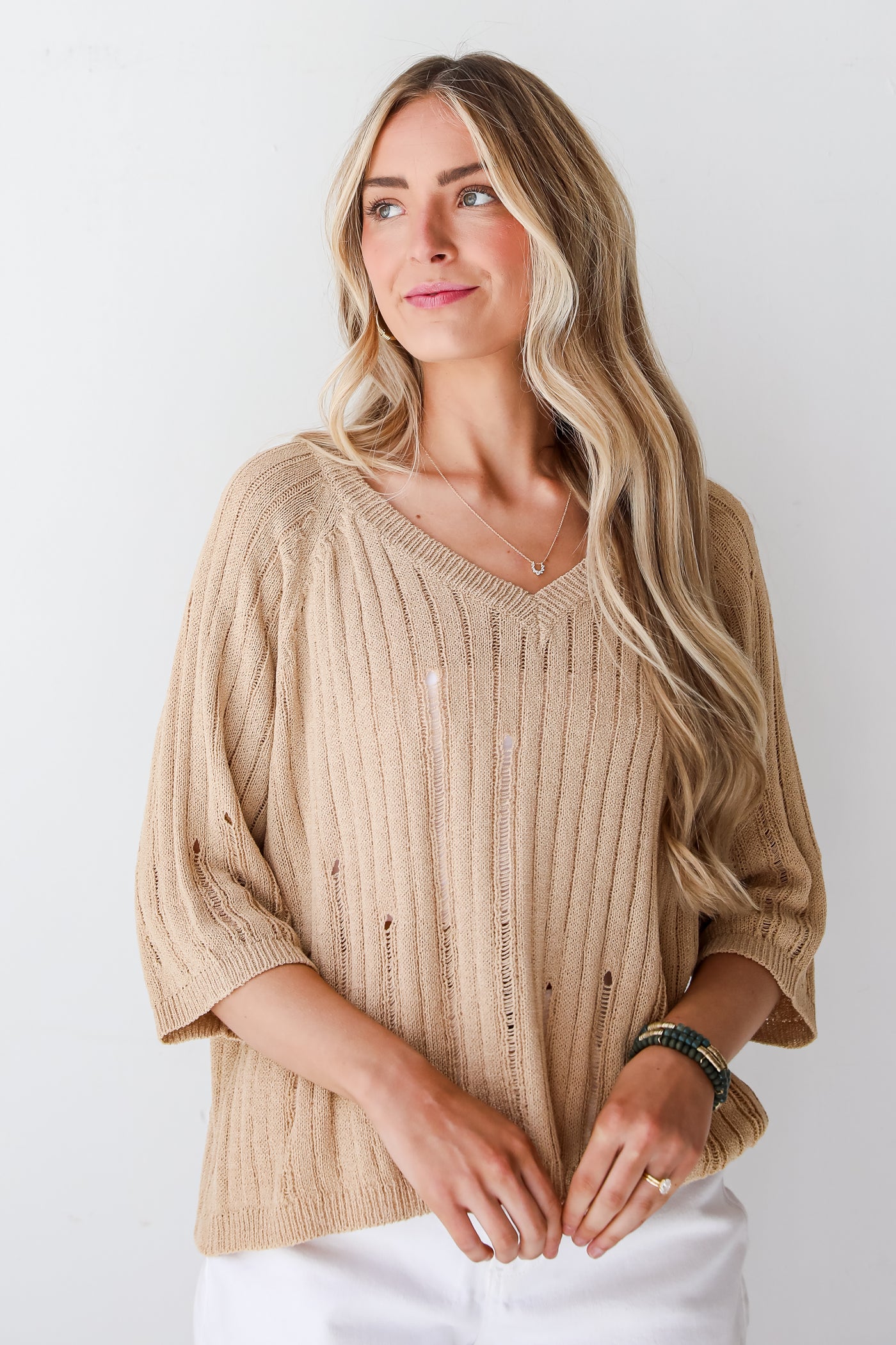 cute Taupe Lightweight Knit Top
