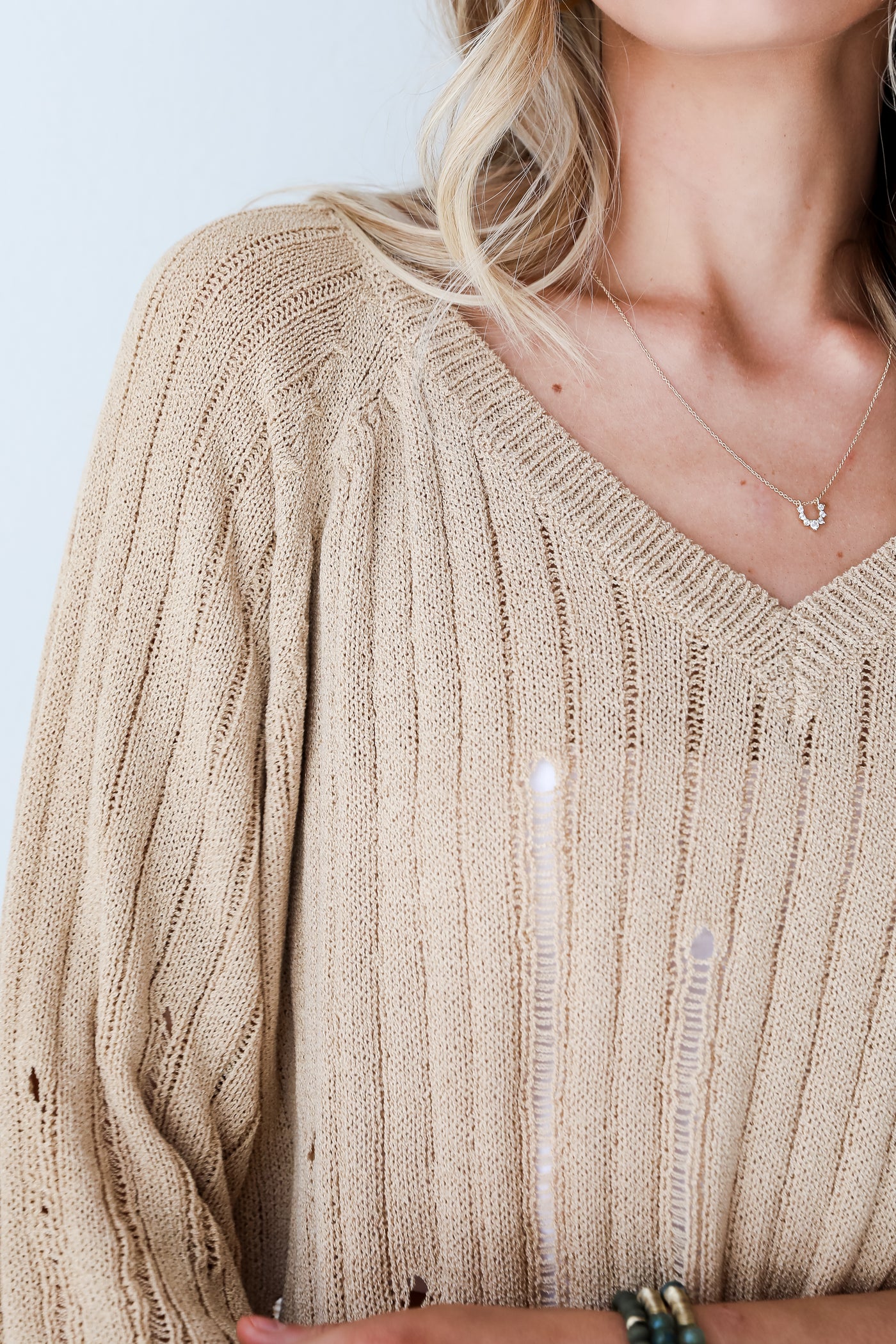 casual Taupe Lightweight Knit Top