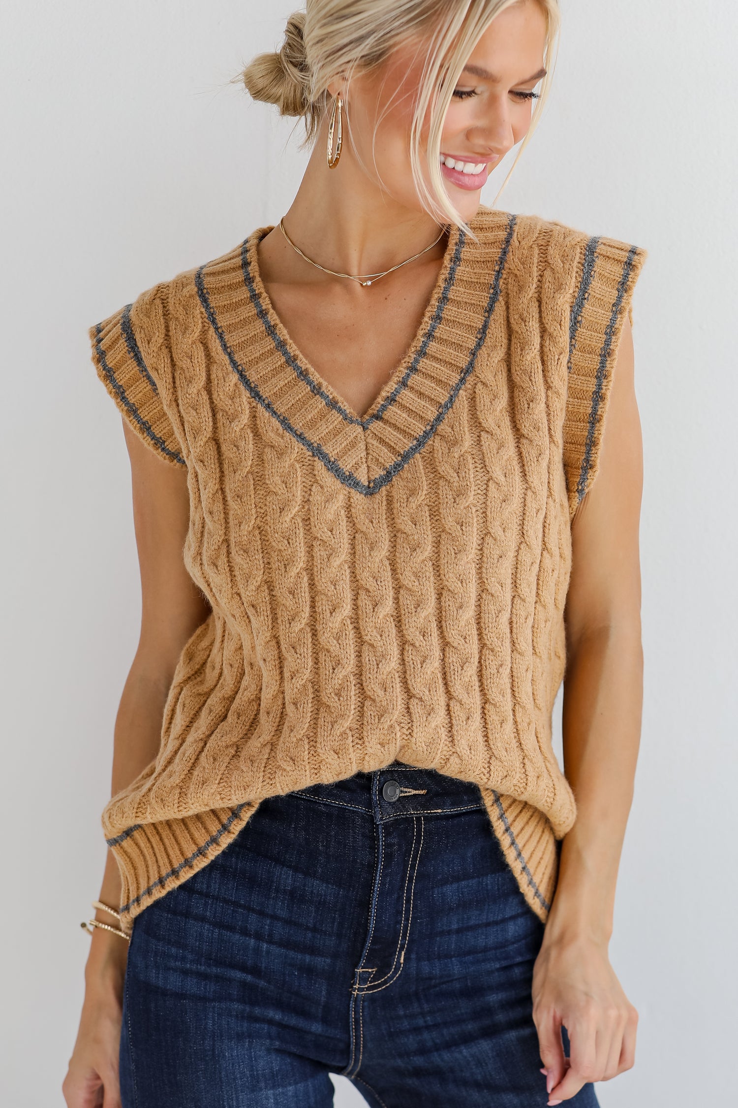 Posh Scholar Cable Knit Sweater Vest