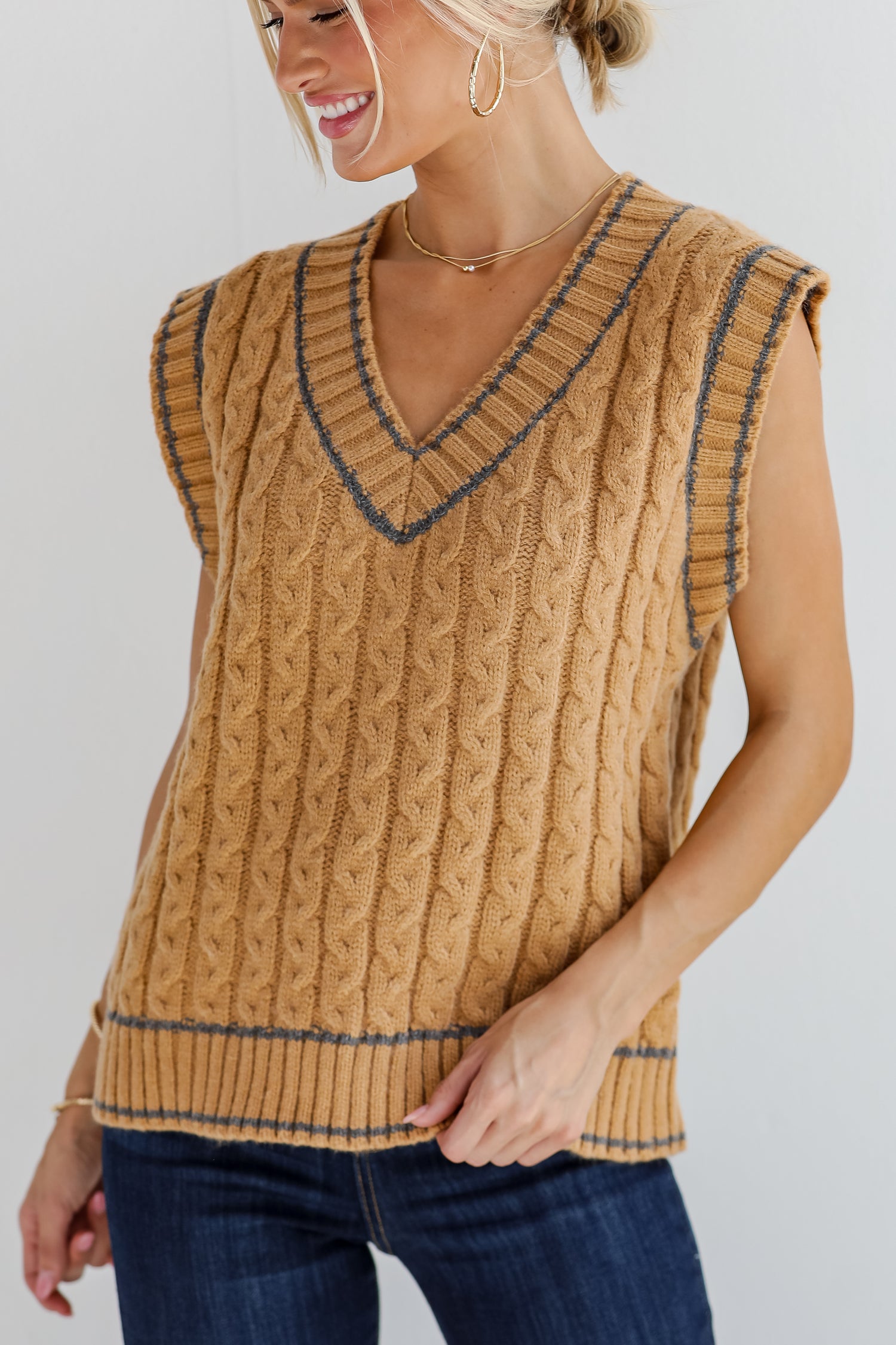 Posh Scholar Cable Knit Sweater Vest