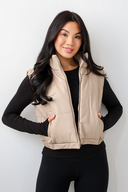 Seriously Chic Leather Puffer Vest