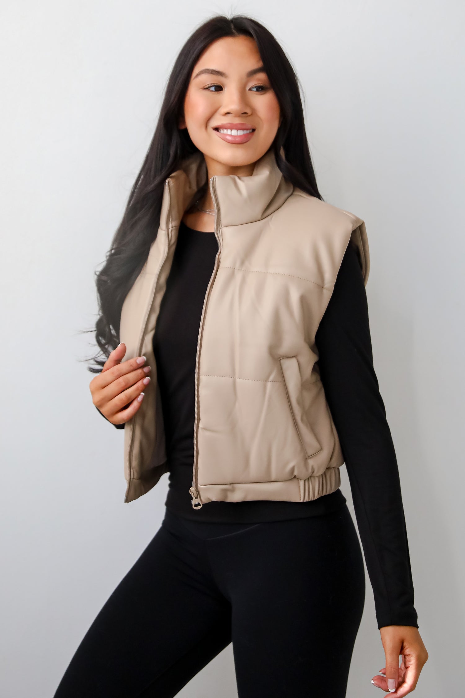 Seriously Chic Leather Puffer Vest