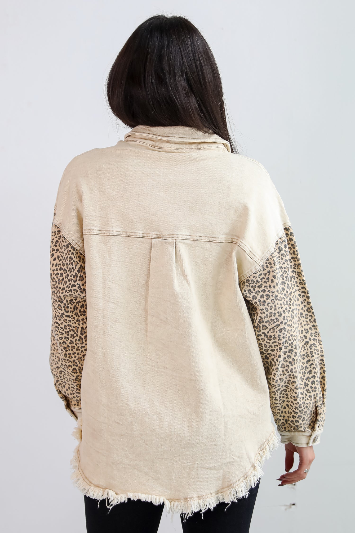 Wildly Perfect Taupe Leopard Denim Jacket