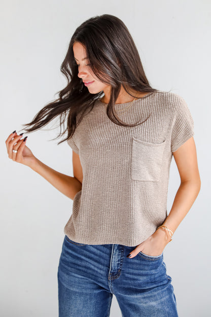 Elevated Persona Taupe Lightweight Knit Sweater Top