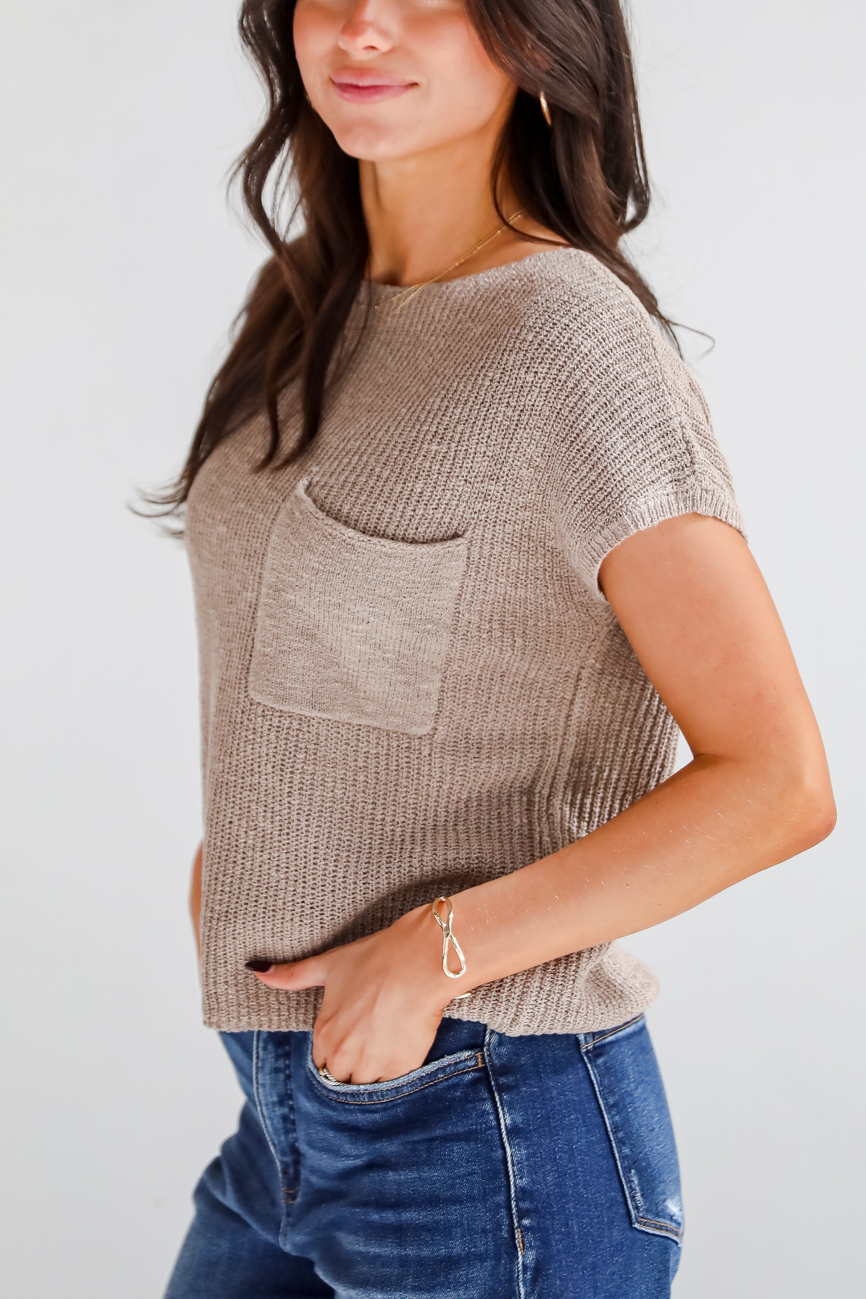 Elevated Persona Taupe Lightweight Knit Sweater Top