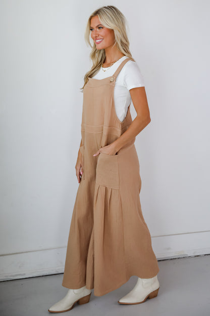 Notable Charisma Taupe Linen Overalls