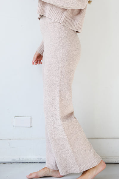 soft Taupe Fuzzy Knit Pants