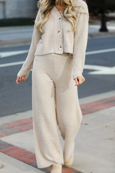 Taupe Fuzzy Knit Pants