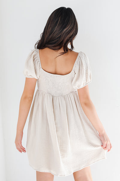 Linen Babydoll Mini Dress back view