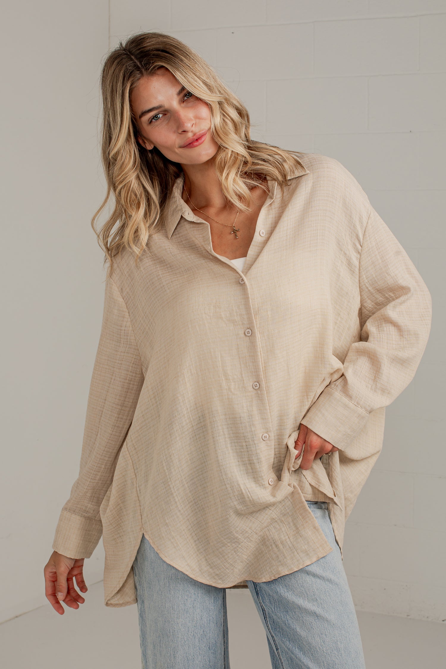 oversized dress shirt women Lightweight Button-Up Blouse | Trendy Tops ProductID: 114671 Size:Free size fits waist around 66 7 Amazon Summer Maxi