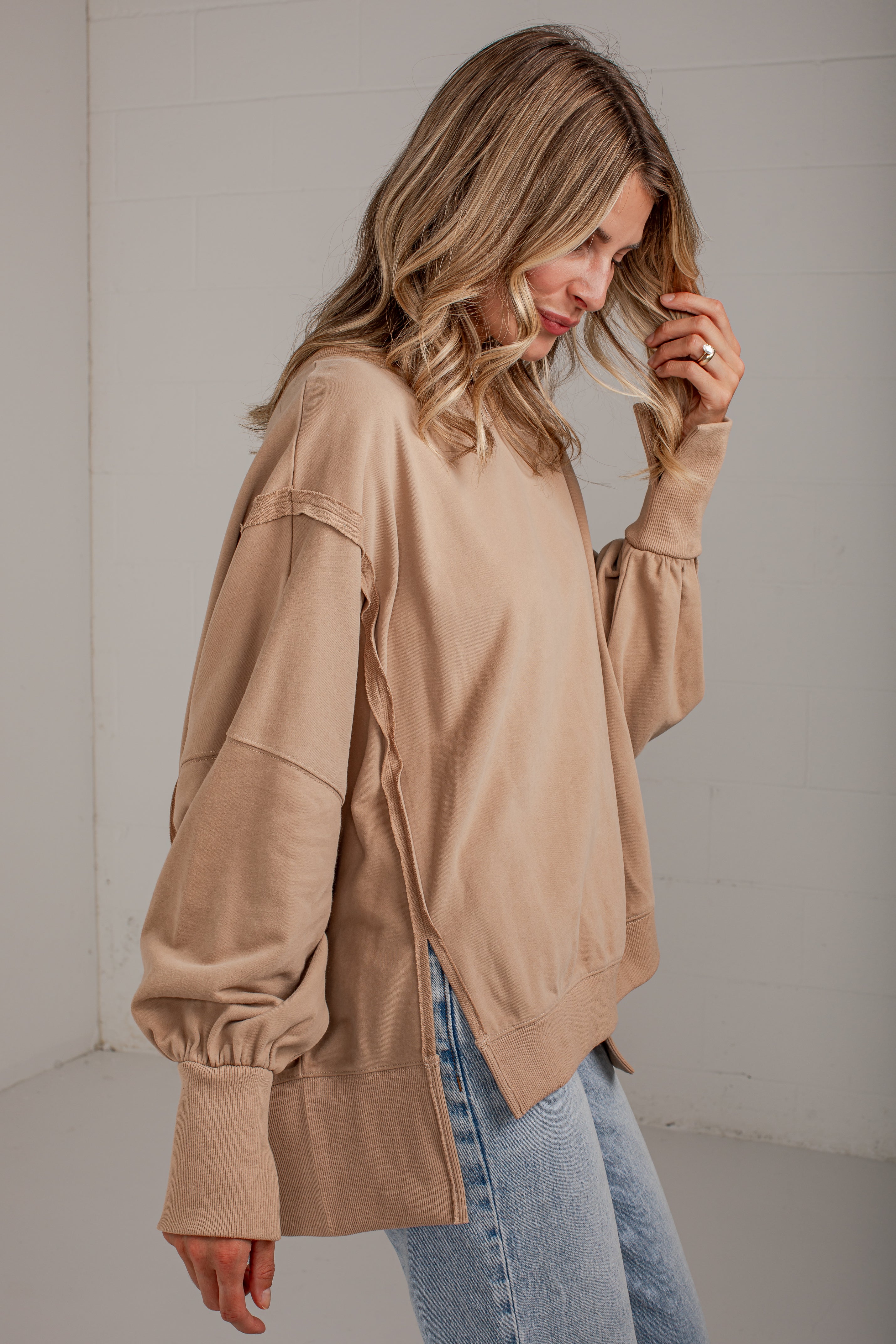 Laidback Luxury Taupe Oversized Pullover