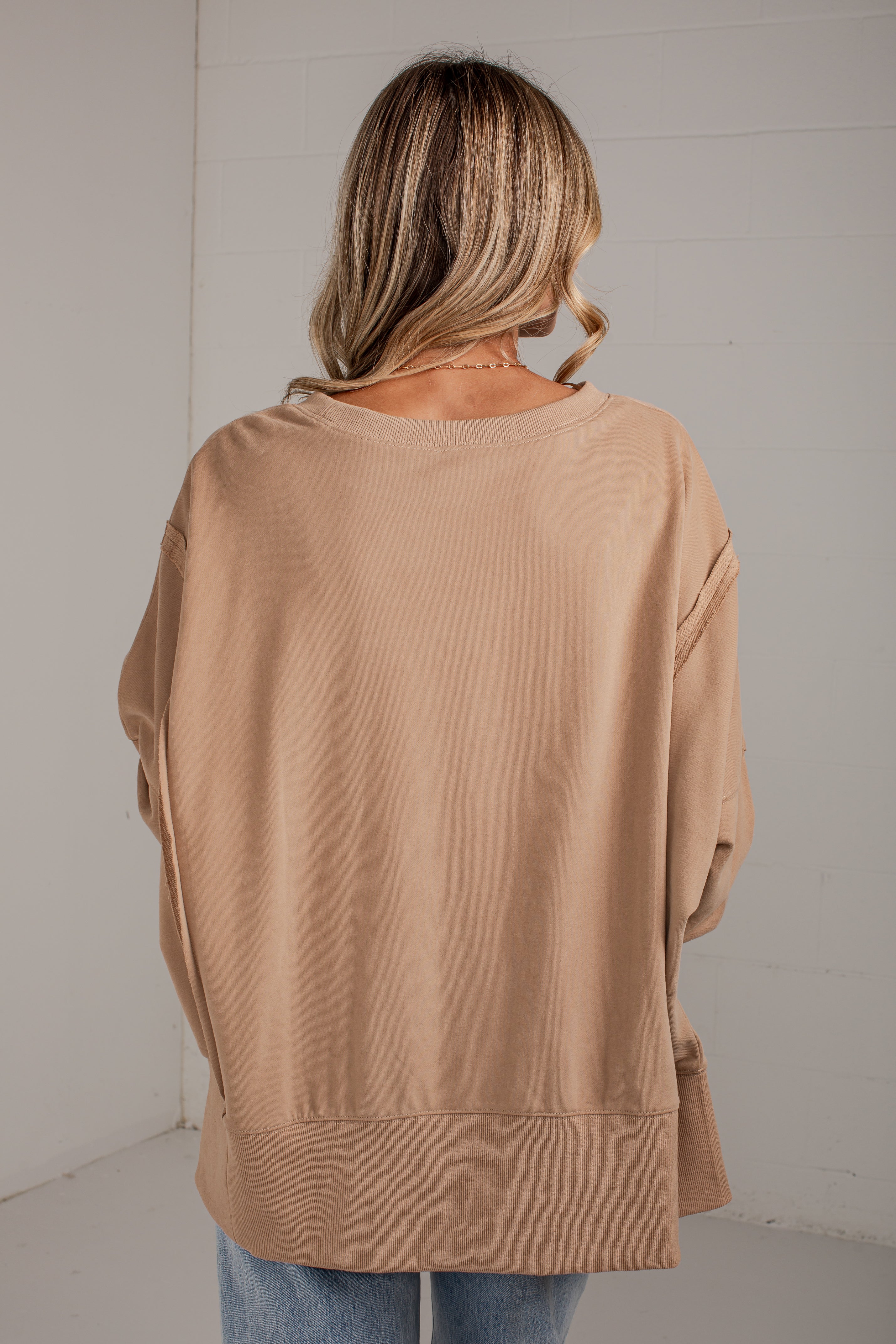 Laidback Luxury Taupe Oversized Pullover