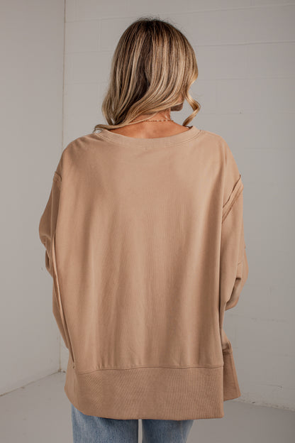 Laidback Luxury Taupe Oversized Pullover
